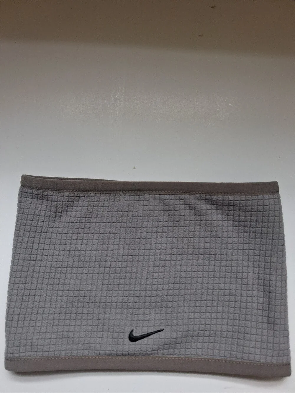 Nike Reversible Fleece Neck Warmer Gaiter Gray Black Waffle Knit Unisex